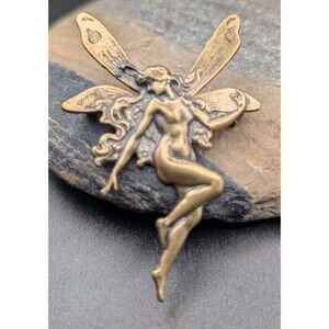 Vintage Metal Fairy Brooch – Fantasy Pendant, Winged Design